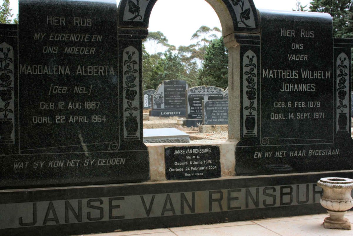 RENSBURG Mattheus Wilhelm Johannes, Janse van 1879-1971 &amp; Magdalena Alberta NEL 1887-1964 :: JANSE VAN RENSBURG M.S. 1914-20