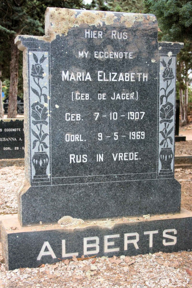 ALBERTS Maria Elizabeth neé DE JAGER 1907-1969