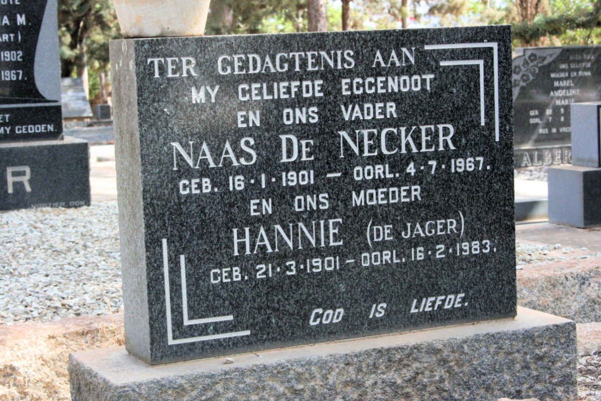 NECKER Naas, de 1901-1967 &amp; Hannie DE JAGER 1901-1983