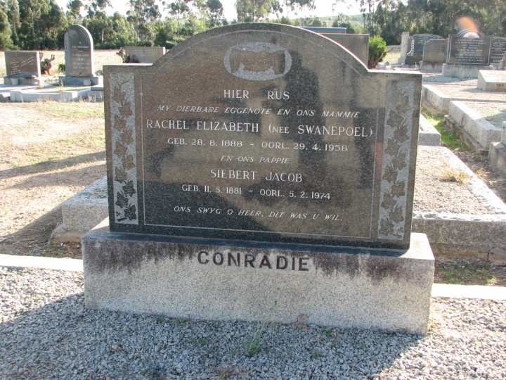 CONRADIE Siebert Jacob 1881-1974 &amp; Rachel Elizabeth SWANEPOEL 1888-1958