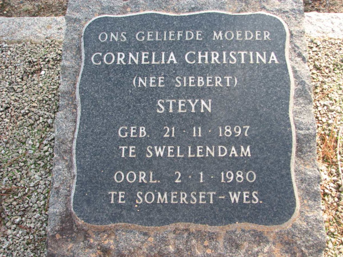 STEYN Cornelia Christina nee SIEBERT 1897-1980