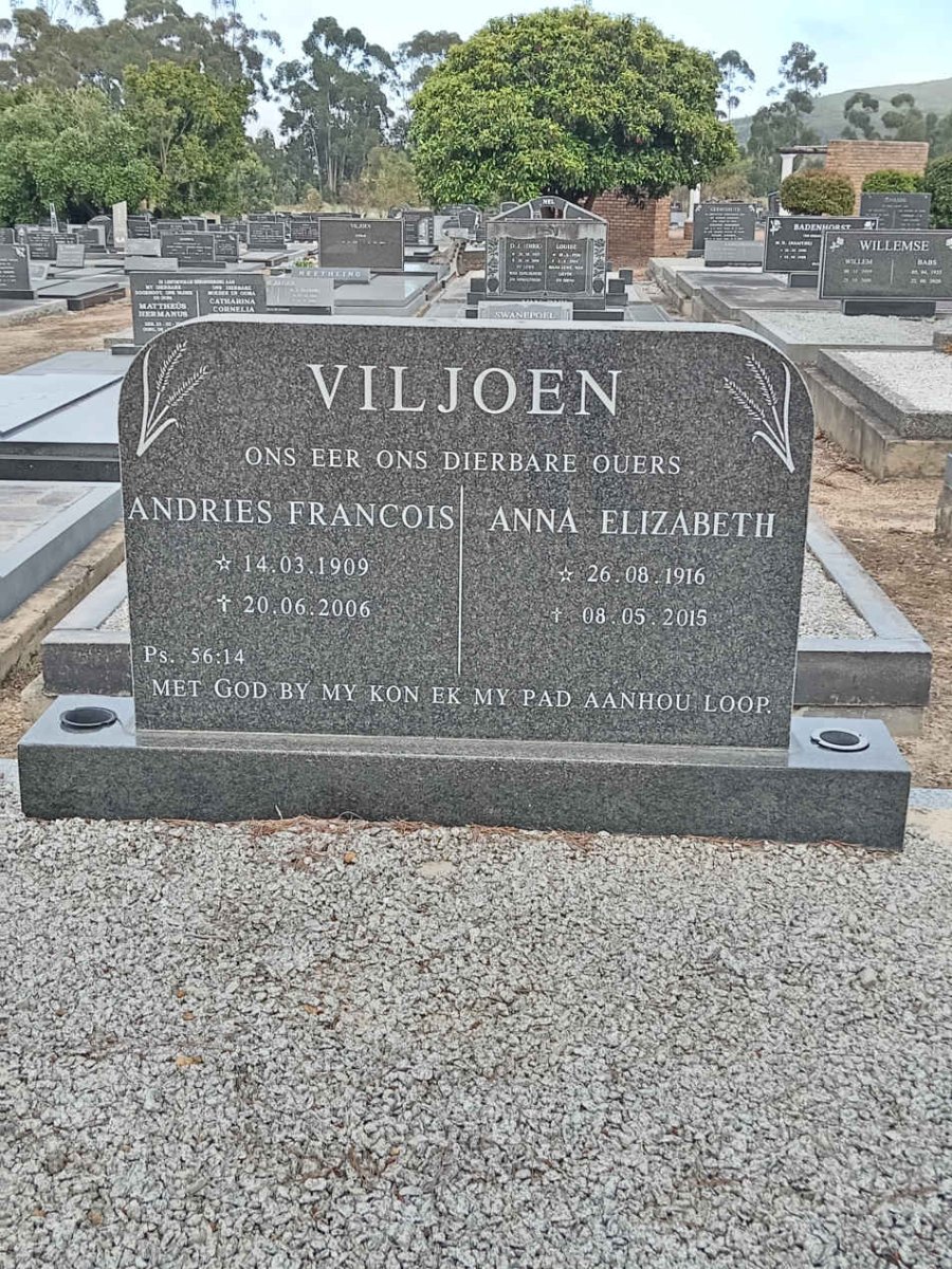 VILJOEN Andries Francois 1909-2006 &amp; Anna Elizabeth 1916-2015