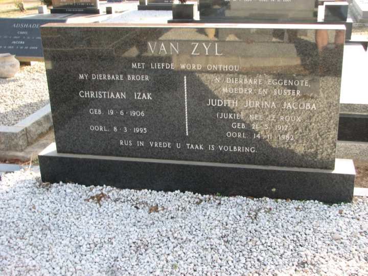 ZYL Christiaan Izak, van 1906-1995 &amp; Judith Jurina Jacoba LE ROUX 1917-1982