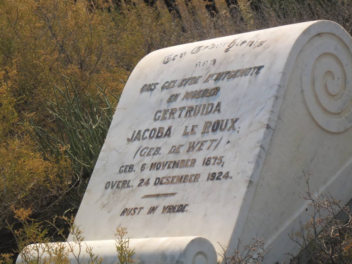 ROUX Gertruida Jacoba, le nee DE WET 1875-1924