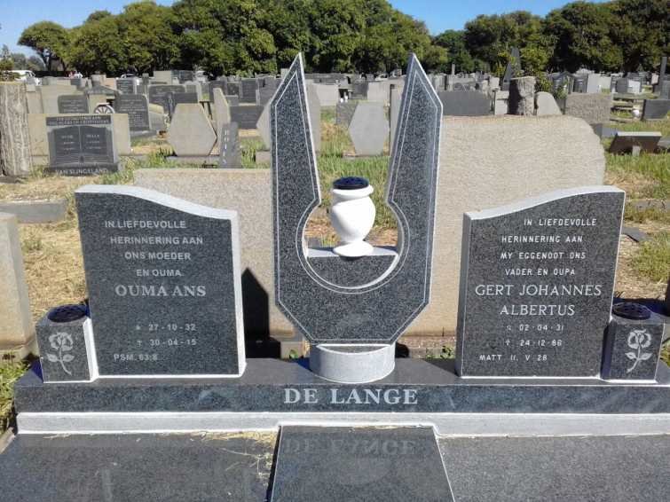 LANGE Gert Johannes Albertus, de 1931-19?? &amp; Ans 1932-2015