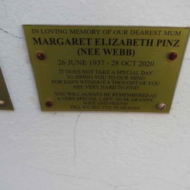 PINZ Margaret Elizabeth nee WEBB 1937-2020