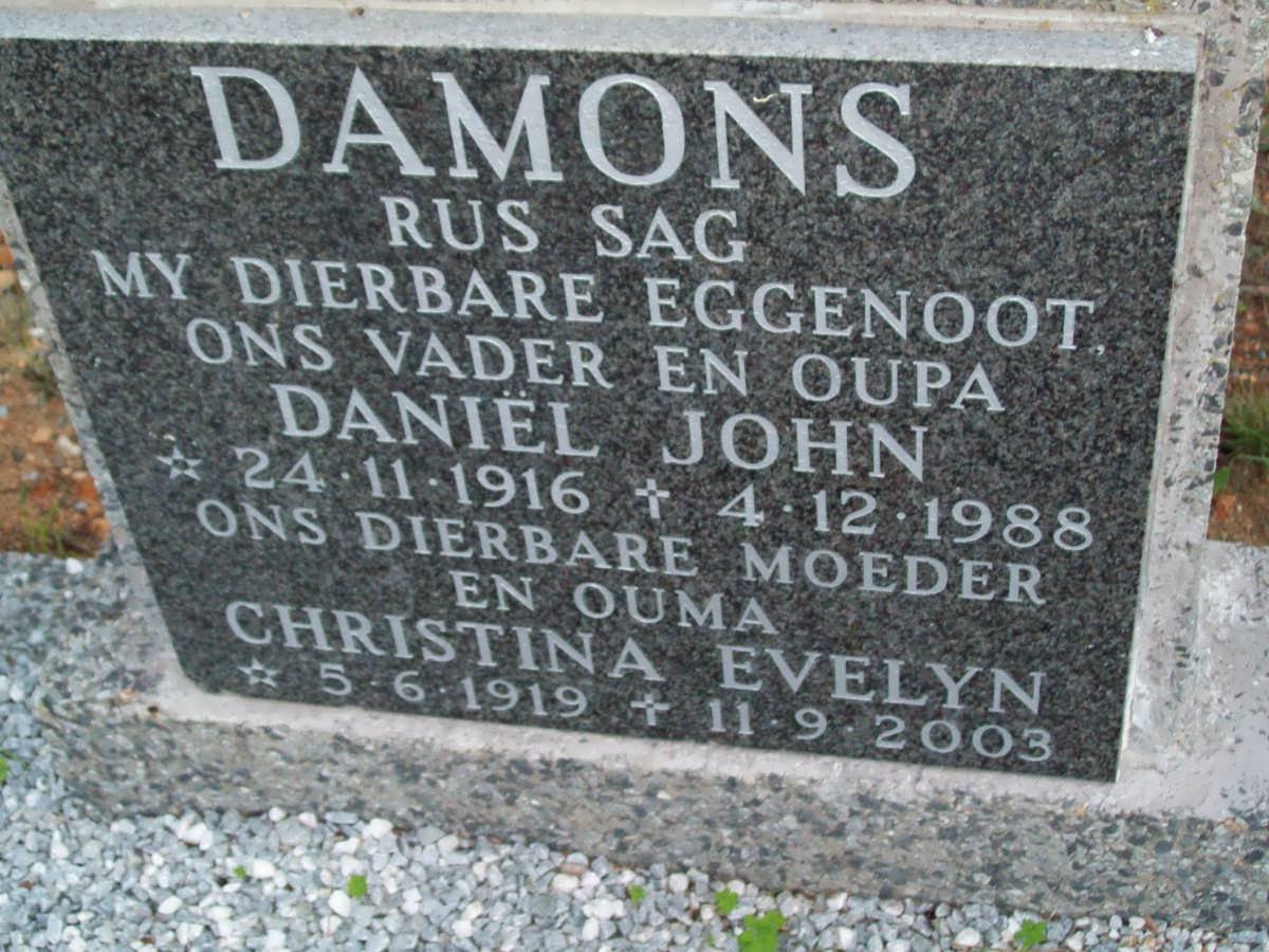 DAMONS Daniel John 1916-1988 &amp; Christina Evelyn 1919-2003