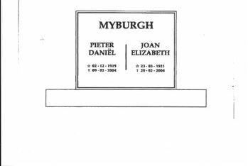 MYBURGH Pieter Daniel 1919-2004 &amp; Joan Elizabeth 1921-2004