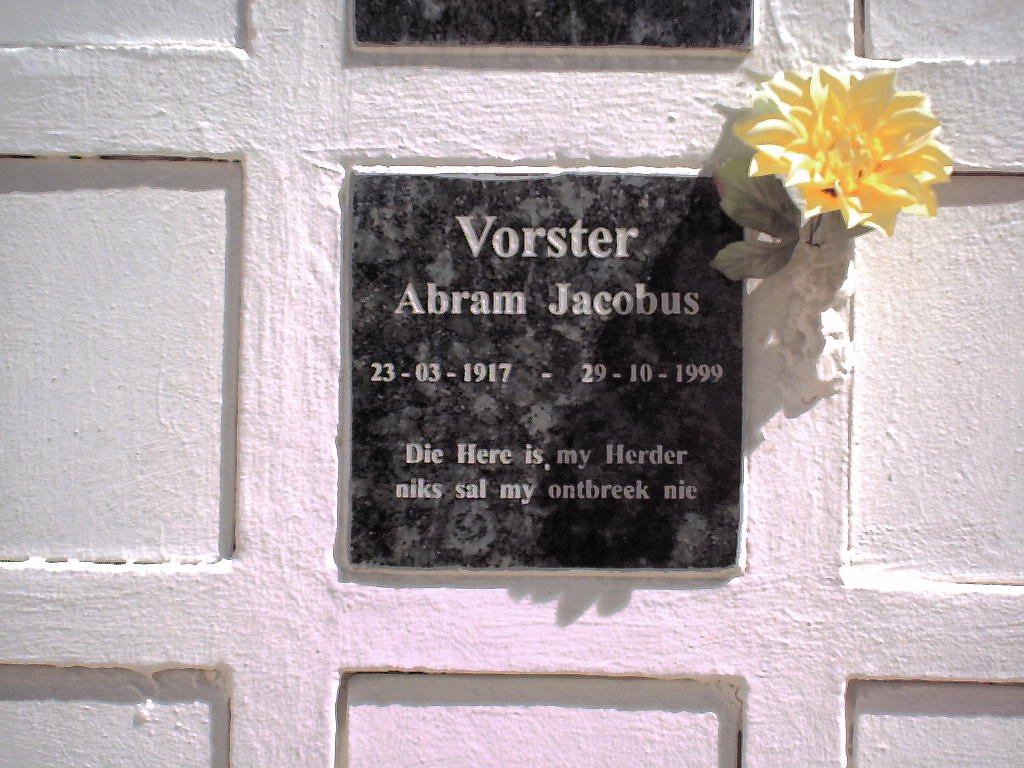 VORSTER Abram Jacobus 1917-1999