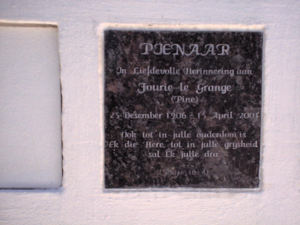 PIENAAR Fourie le Grange 1906-2001