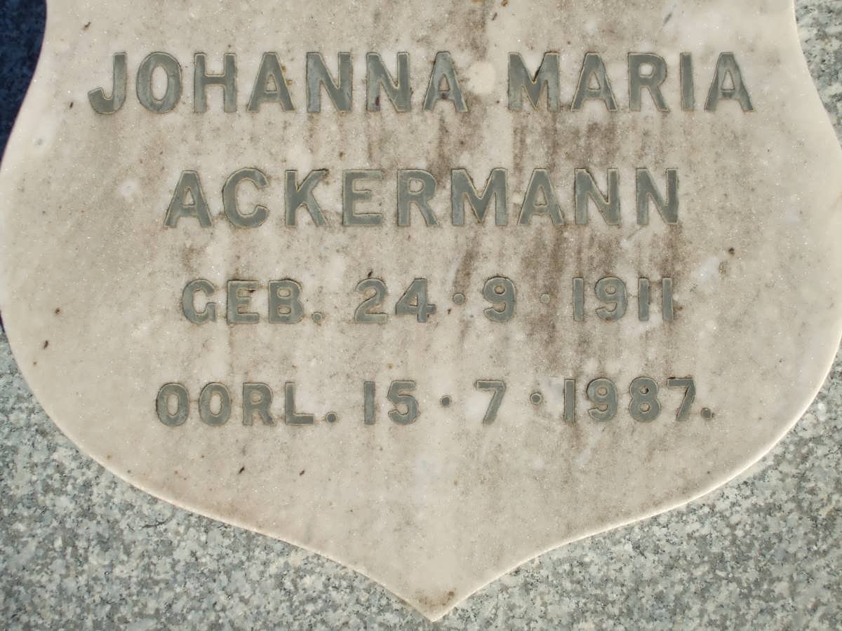 ACKERMANN Johanna Maria 1911-1987
