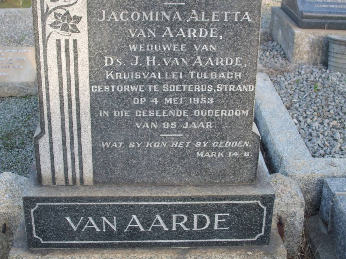 AARDE Jacomina Aletta, van -1953