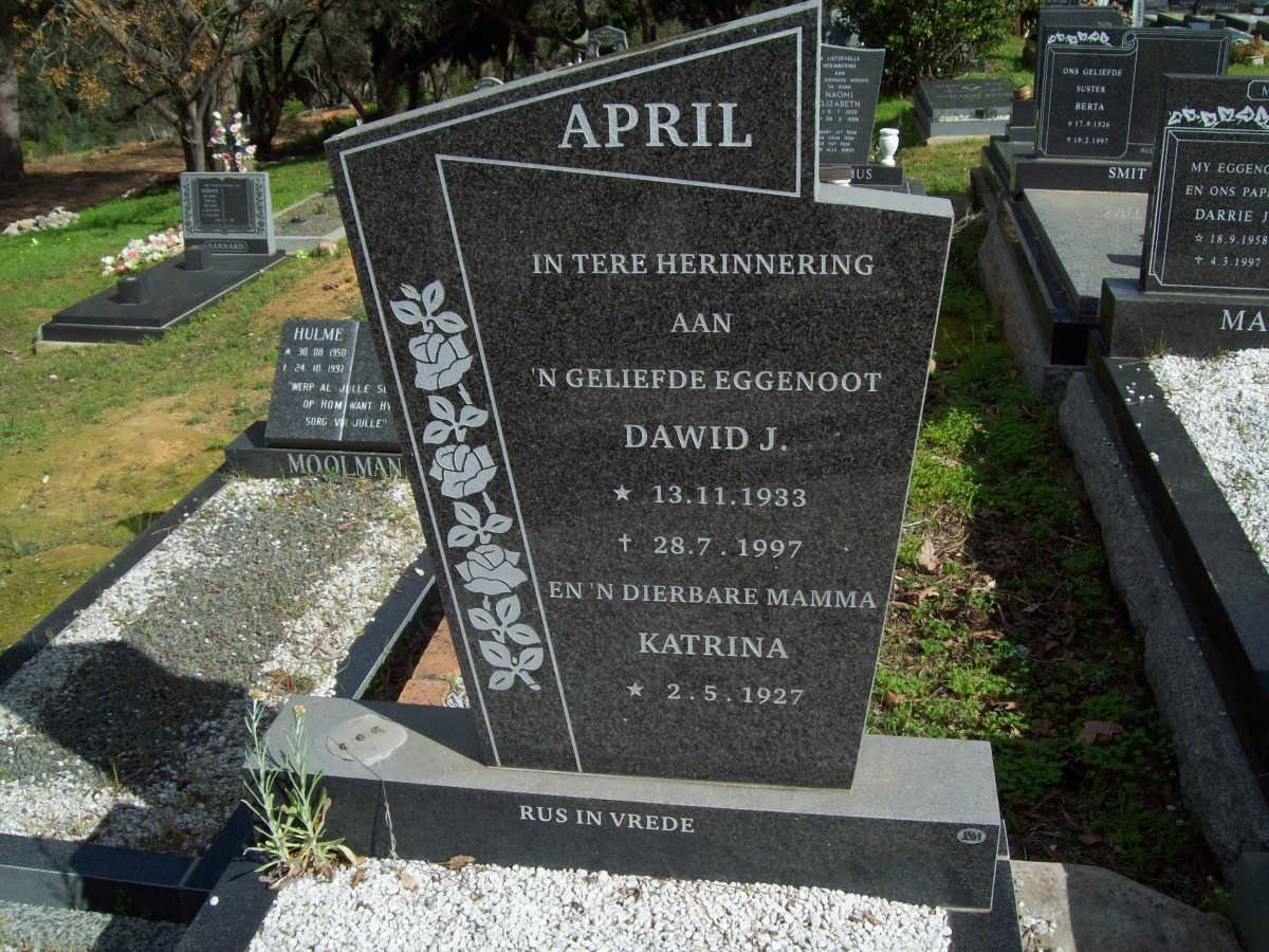 APRIL Dawid J. 1933-1997 &amp; Katrina 1927-
