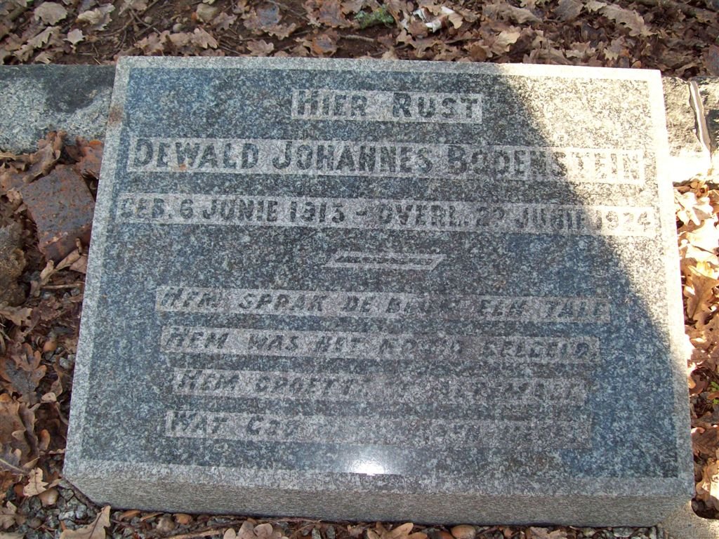BODENSTEIN Dewald Johannes 1913-1924