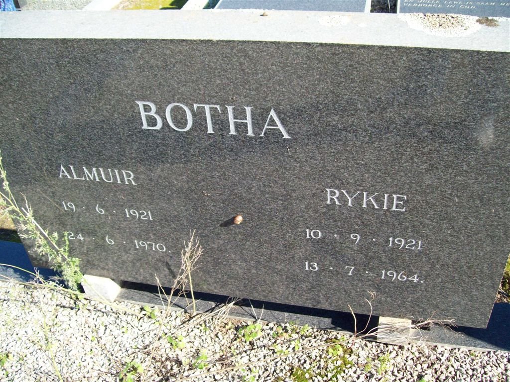 BOTHA Almuir 1921-1970 &amp; Rykie 1921-1964