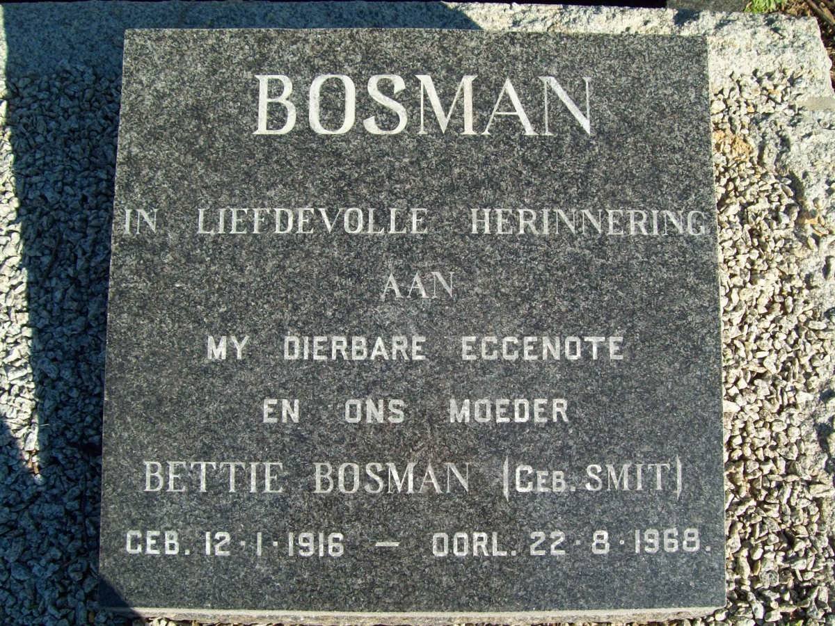 BOSMAN Bettie nee SMIT 1916-1968