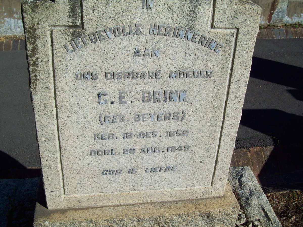 BRINK G.E. nee BEYERS 1852-1949