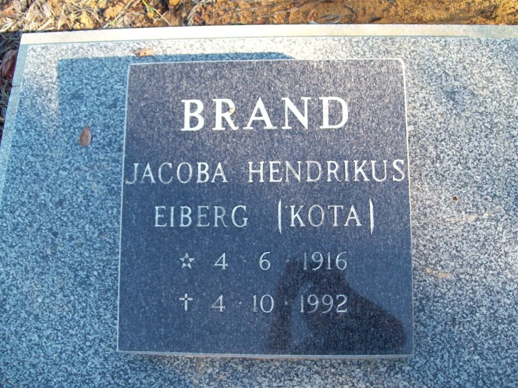 BRAND Jacoba Hendrikus Eiberg 1916-1992
