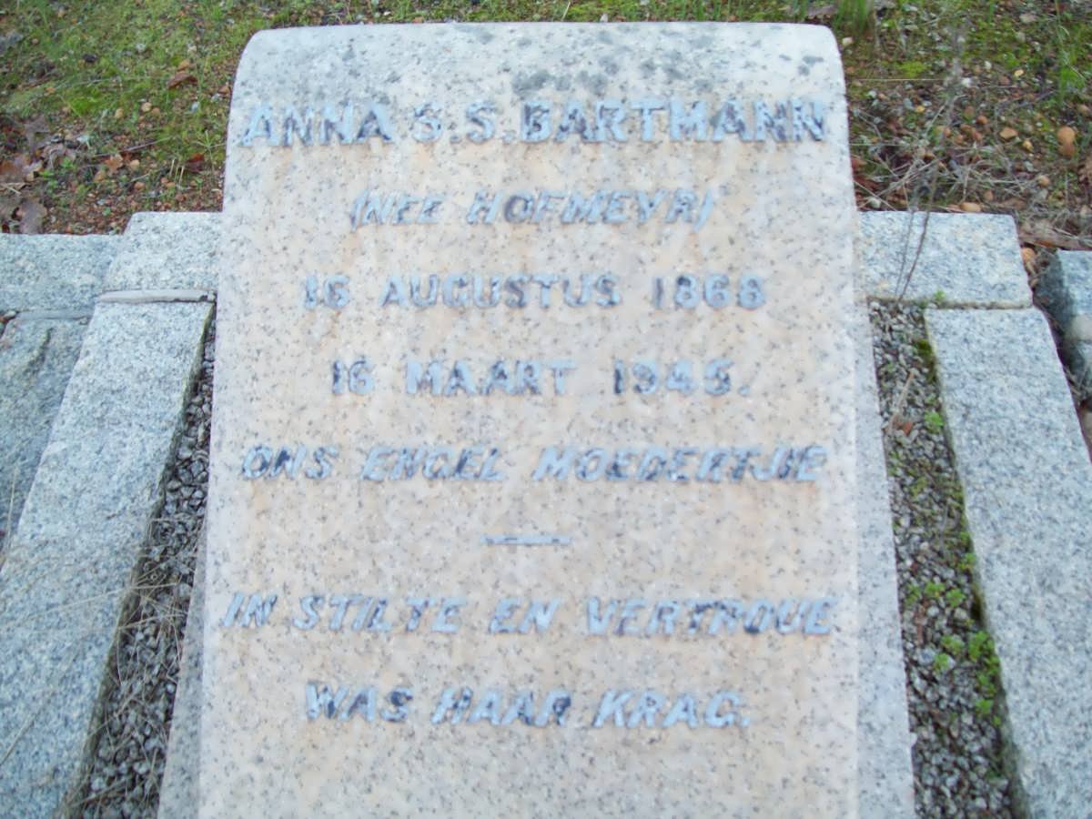BARTMANN Anna S.S. nee HOFMEYR 1866-1945