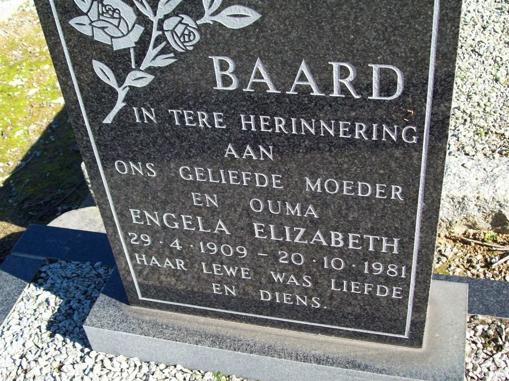BAARD Engela Elizabeth 1909-1981