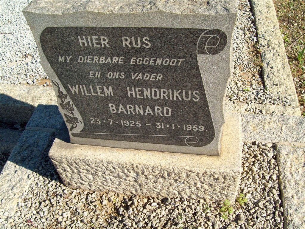 BARNARD Willem Hendrikus 1925-1959