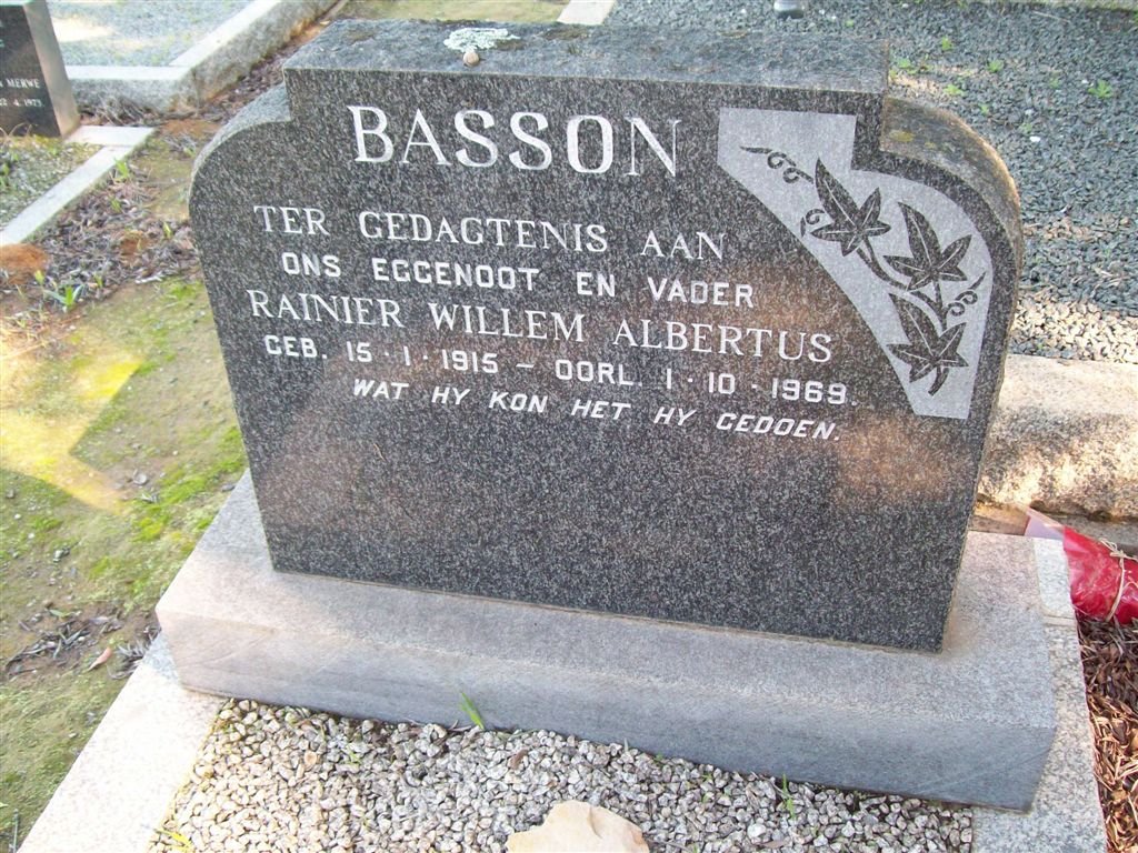 BASSON Rainier Willem Albertus 1915-1969