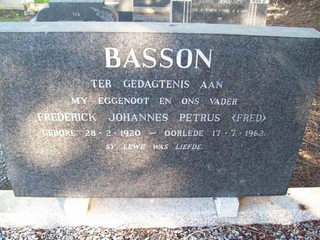 BASSON Frederick Johannes Petrus 1920-1962