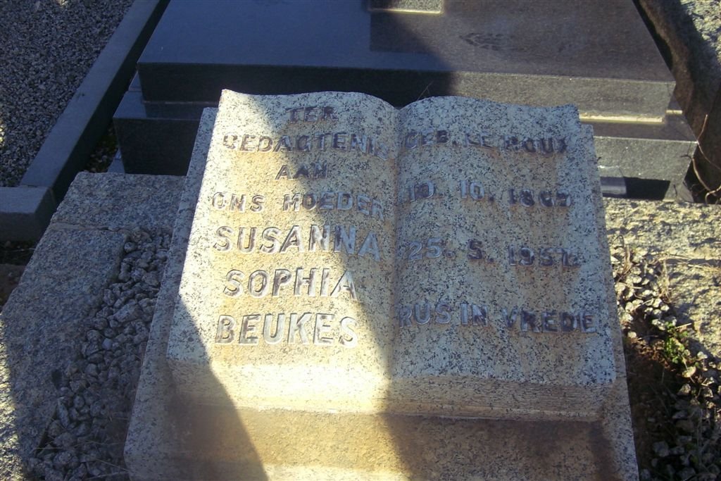 BEUKES Susanna Sophia nee LE ROUX 1869-1957