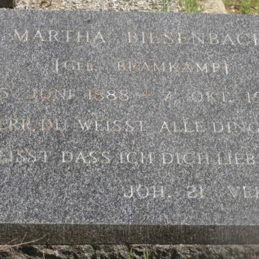 BIESENBACH Martha nee BRAMKAMP 1888-1978