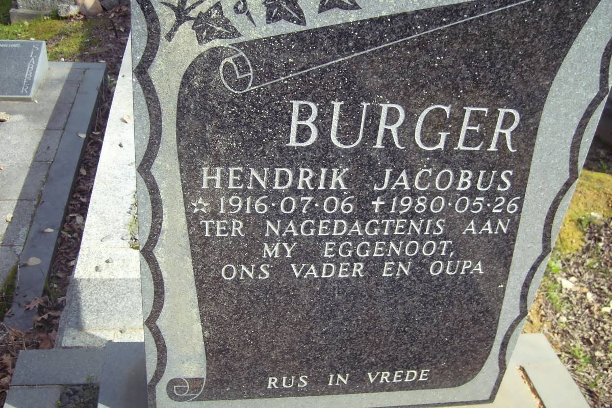 BURGER Hendrik Jacobus 1916-1980