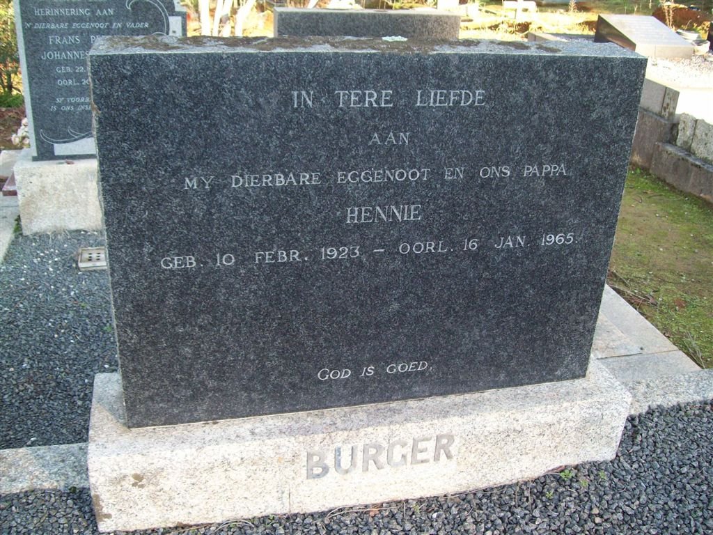 BURGER Hennie 1923-1965