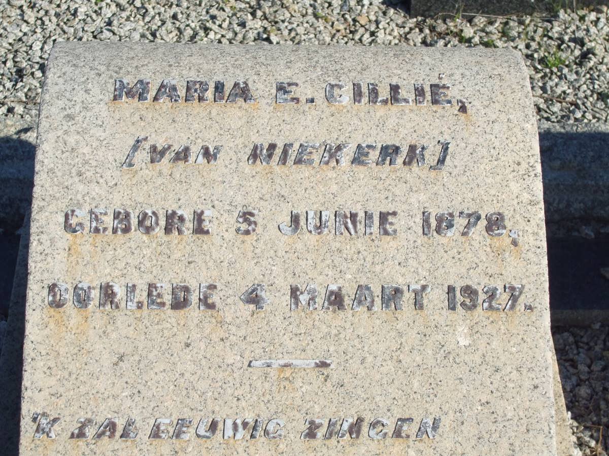 CILLIE Maria E. nee VAN NIEKERK 1878-1927