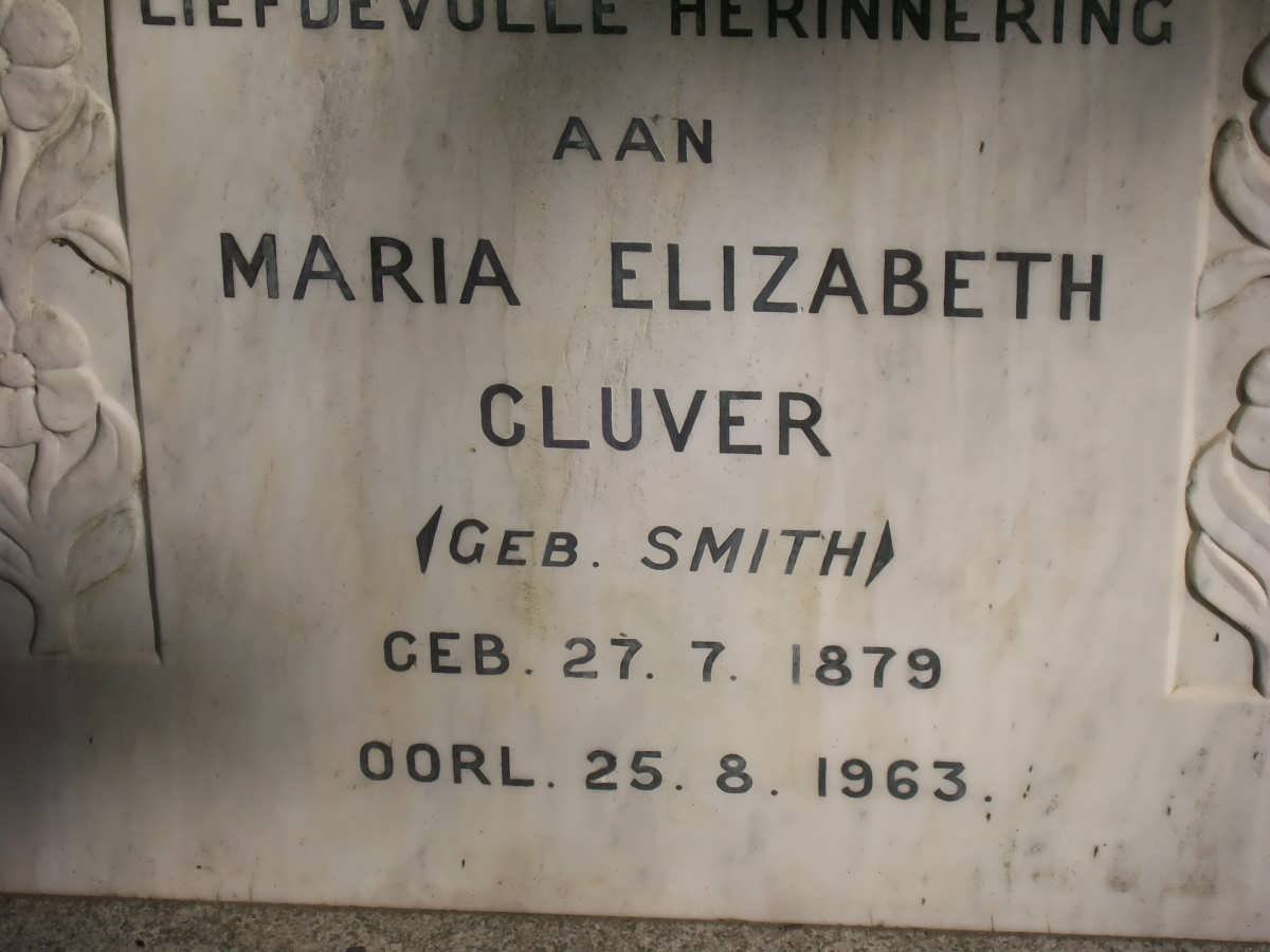 CLUVER Maria Elizabeth nee SMITH 1879-1963