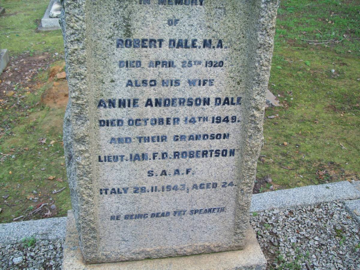DALE Robert -1920 &amp; Annie Anderson -1949 :: ROBERTSON Ian F.D. -1943