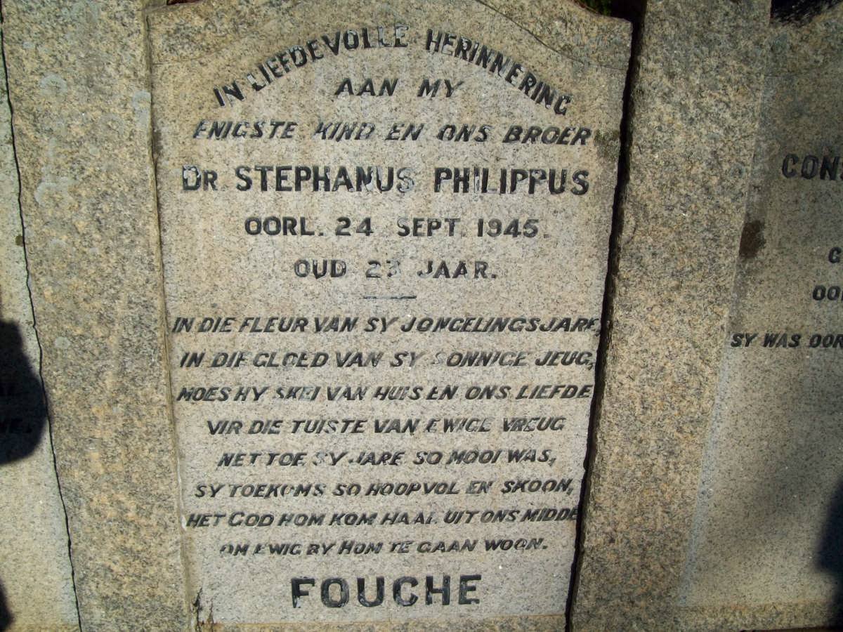 FOUCHE Stephanus Philippus 1871-1945 &amp; Constance K. HAUMAN 1892-1968 :: FOUCHE Stephanus Philippus -1945