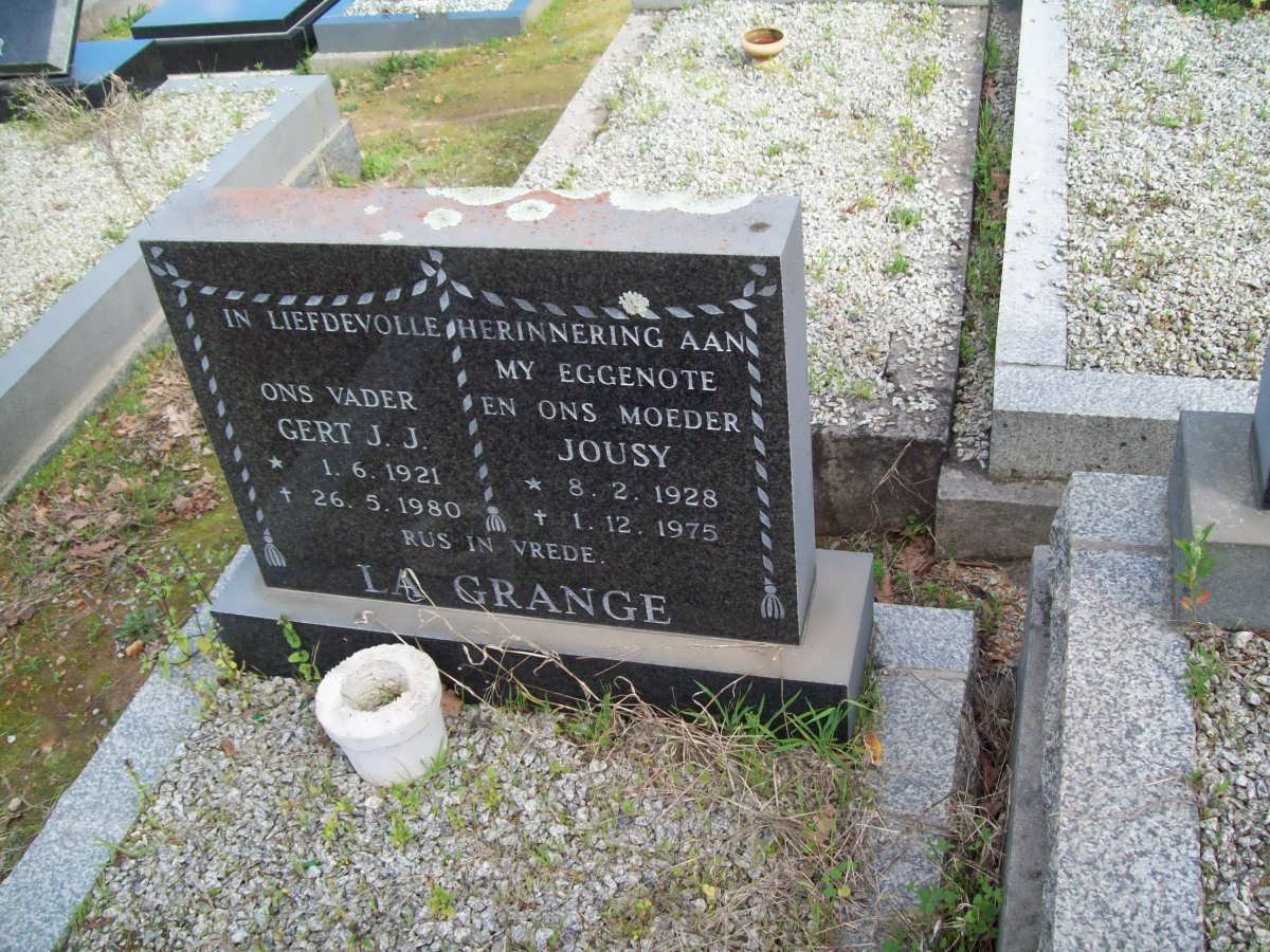 GRANGE Gert J.J., la 1921-1980 &amp; Jousy 1928-1975