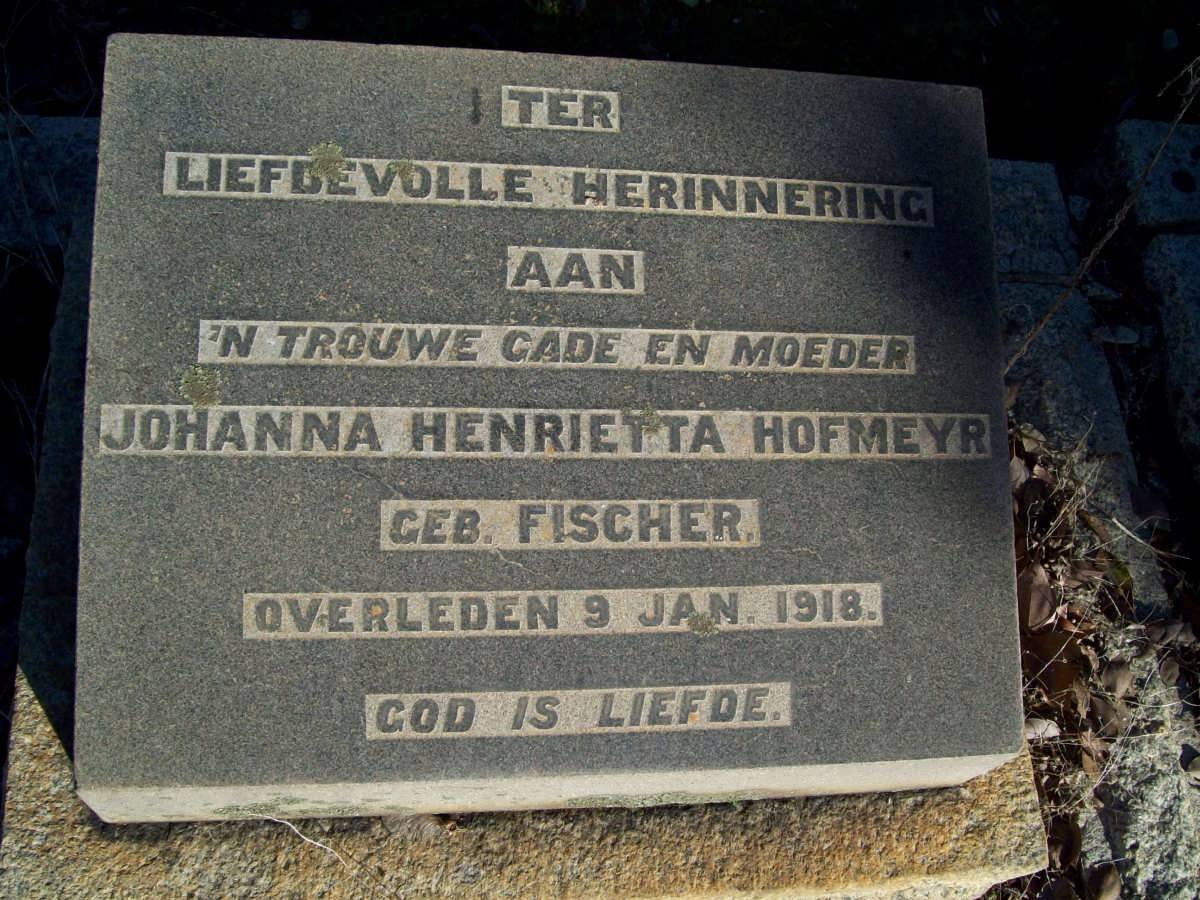 HOFMEYR Johanna Henrietta nee FISCHER -1918