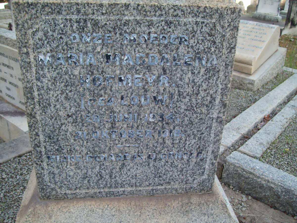 HOFMEYR Nicolaas Jacobus 1827-1909 &amp; Maria Magdalena LOUW 1834-1918