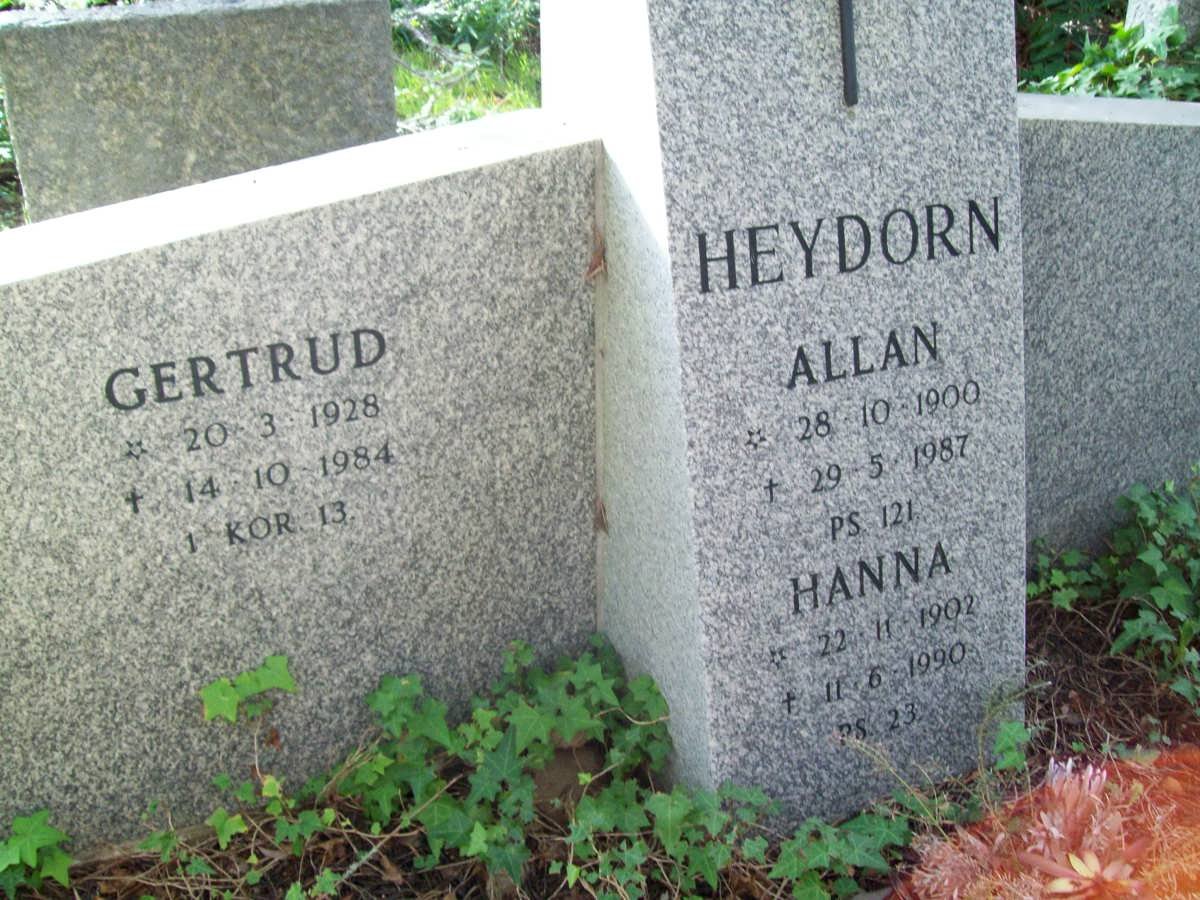 HEYDORN Allan 1900-1987 &amp; Hanna 1902-1990 :: HEYDORN Getrud 1928-1984