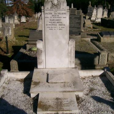 HEESE Jacob de Villiers -1965 &amp; Margaret Wilhelmina Edmundia DU TOIT 1898-1985