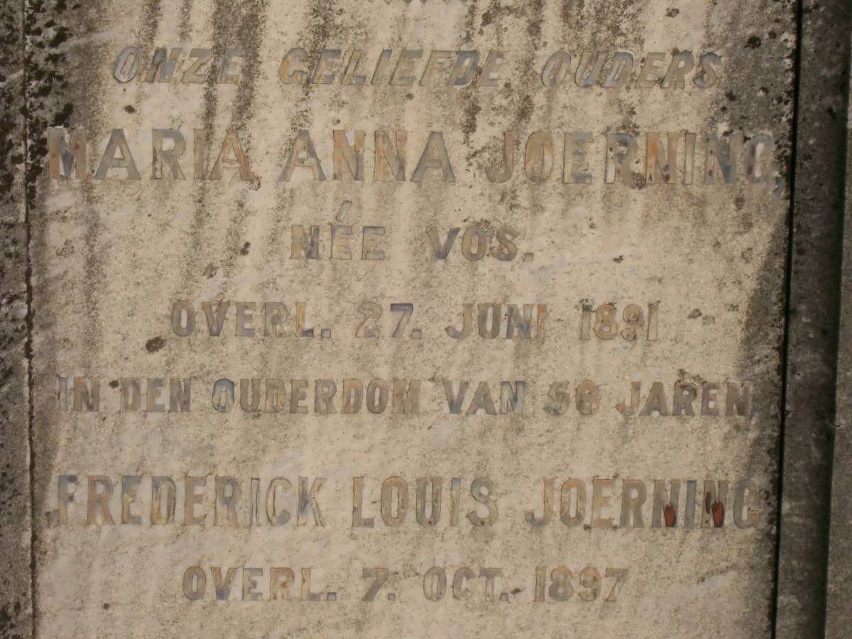 JOERNING Frederick Louis -1897 &amp; Maria Anna VOS -1891