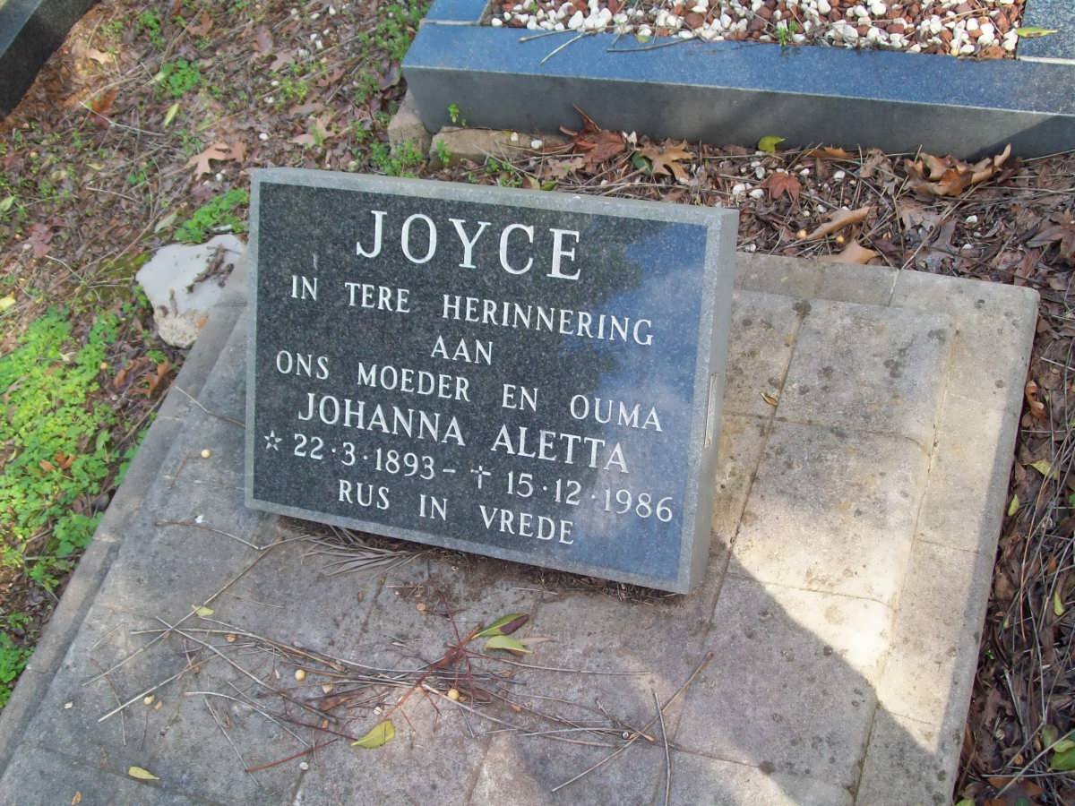 JOYCE Johanna Aletta 1893-1986