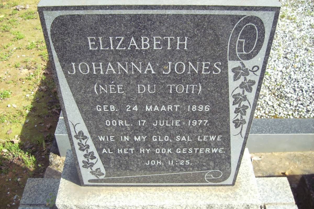 JONES Elizabeth Johanna nee DU TOIT 1896-1977