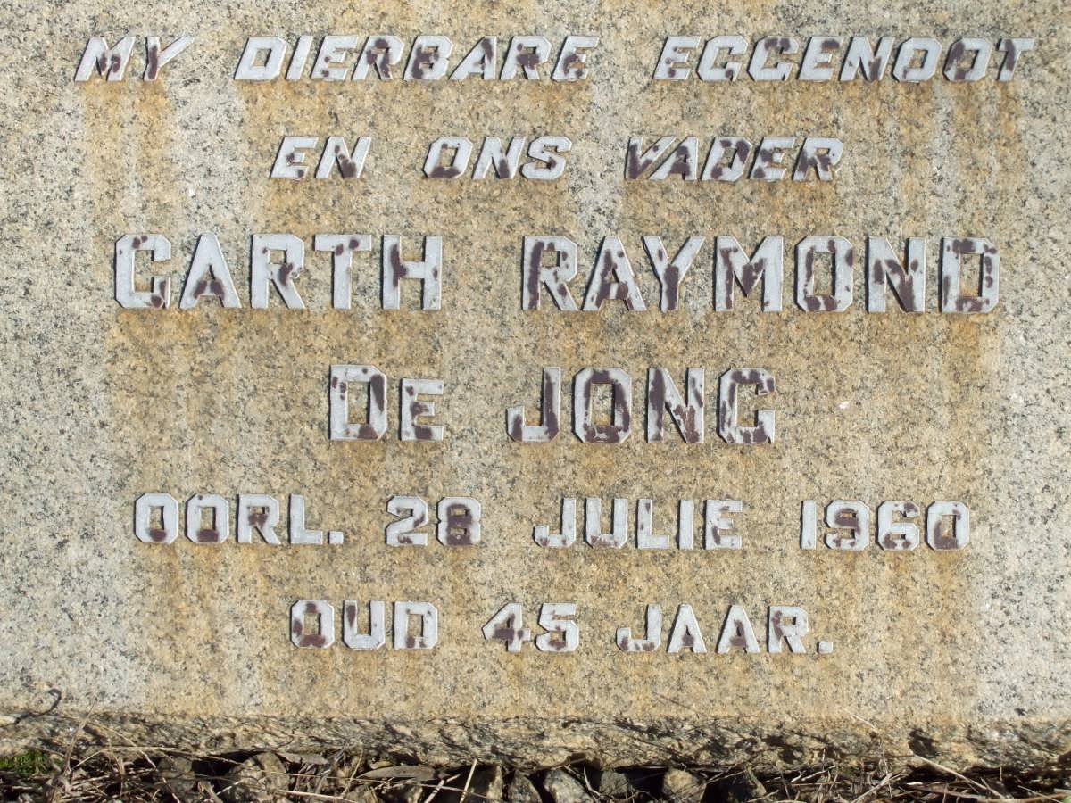 JONG Garth Raymond, de -1960