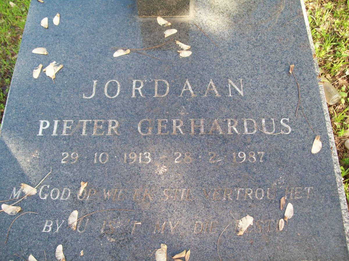 JORDAAN Pieter Gerhardus 1913-1987
