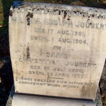 JOUBERT Willem Adolph 1901-1904 :: JOUBERT Sarie Christiana 1900-1902