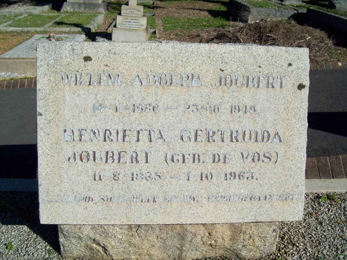 JOUBERT Willem Adolph 1886-1949 &amp; Henrietta Gertruida DE VOS 1885-1963