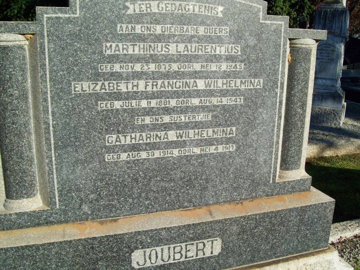 JOUBERT Marthinus Laurentius 1875-1945 &amp; Elizabeth Francina Wilhelmina 1881-1943 :: JOUBERT Catharina Wilhelmina 1914-1917