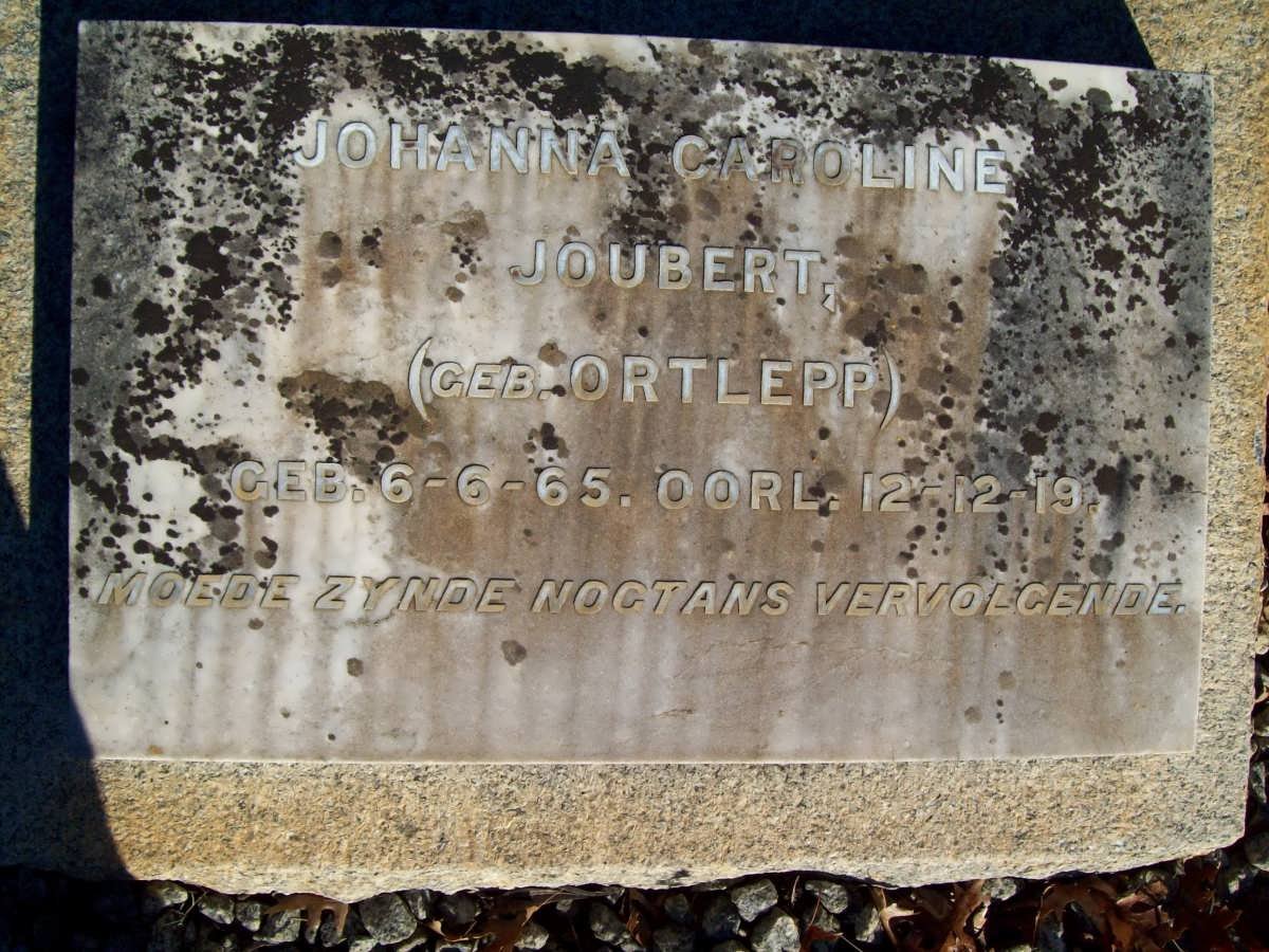 JOUBERT Johanna Caroline nee ORTLEPP 1865-1919