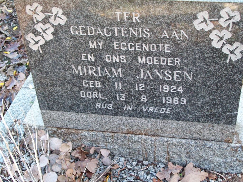 JANSEN Miriam 1924-1969